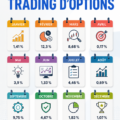 Femme consultant des informations sur le trading d'options à son bureau.