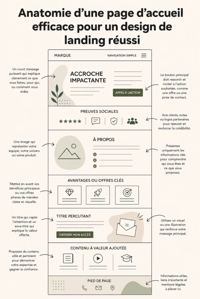 Une capture d'écran illustrant une page d'accueil efficace pour un site web.
