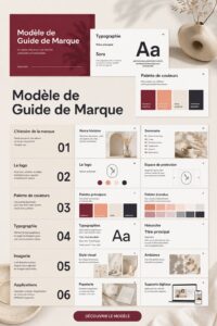 Guide de marque comportant des éléments visuels et textuels essentiels