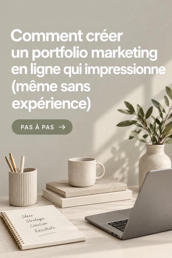 Femme consultant un portfolio marketing en ligne sur son ordinateur.