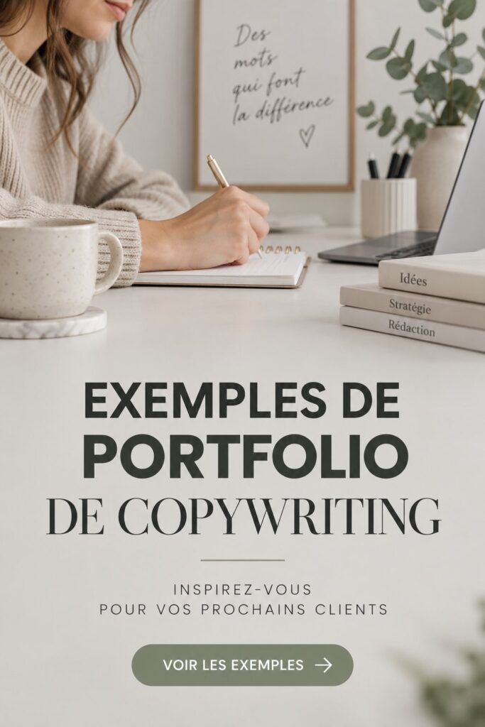 Un screenshot d'un portfolio de copywriting avec des travaux diversifiés et créatifs.