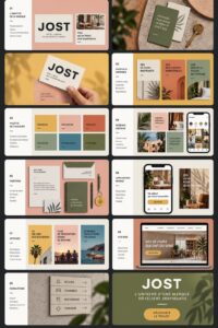Image d'une présentation de marque hôtelière avec des éléments de design sophistiqués et modernes.