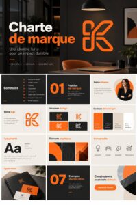 Présentation des lignes directrices de marque Kryon™ avec une mise en avant de l'identité visuelle.