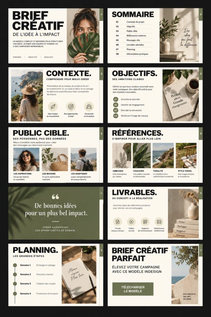 Modèle InDesign créatif utilisé pour une campagne marketing