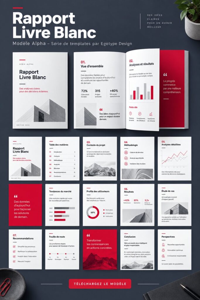 Modèle de livre blanc avec design professionnel adapté aux présentations
