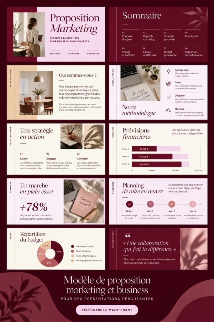 Modèle de présentation professionnelle engageant avec des graphiques colorés