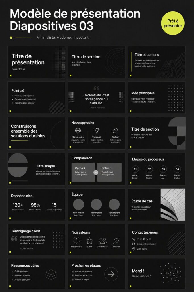 Modèle de présentation moderne et chaleureux affichant des graphiques