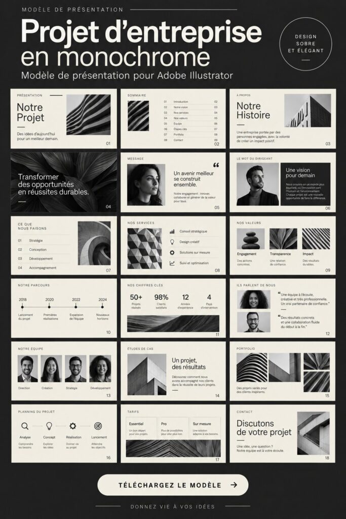 Modèle de présentation business en design monochrome