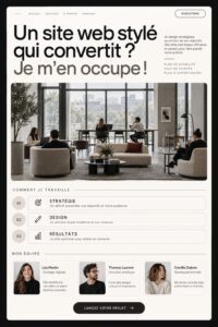 Femme travaillant sur un site web élégant et convertissant.