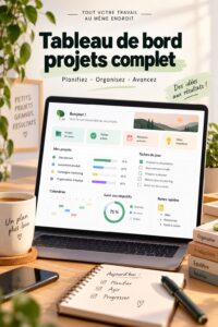 Tableau de gestion de projet sur Notion avec une interface claire et organisée.