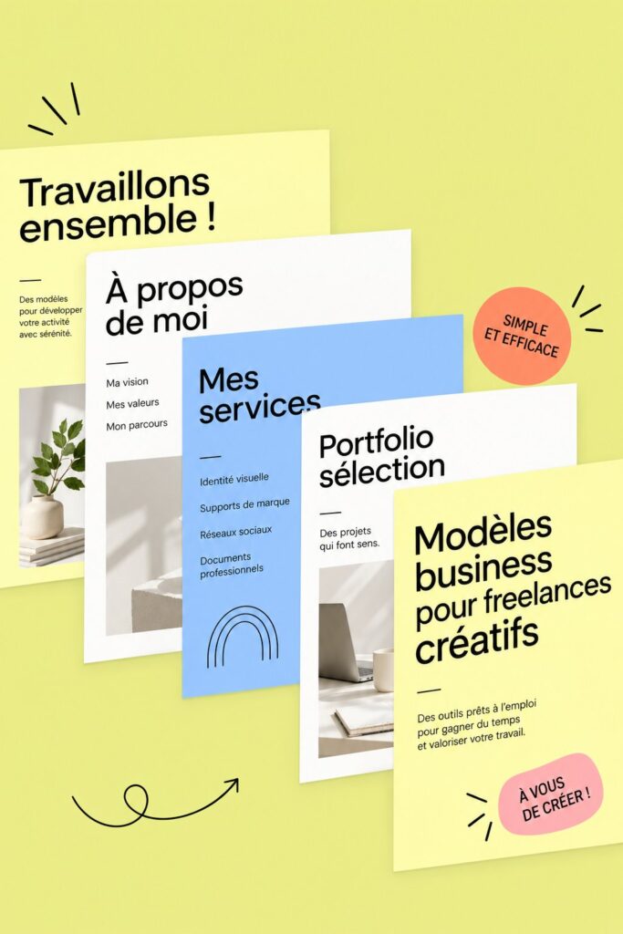 Femme freelance utilisant un modèle pour organiser son travail
