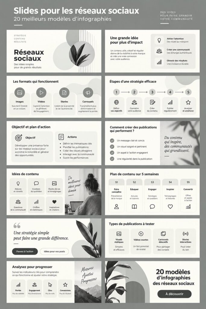 Exemple de template d'infographie pour réseaux sociaux avec des designs attrayants.