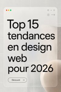 Un écran d'ordinateur montrant des tendances de design web pour 2026.