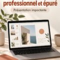 Exemple de pitch deck esthétique sur un fond coloré.