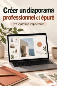 Exemple de pitch deck esthétique sur un fond coloré.