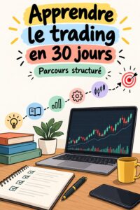 Femme heureuse apprenant le trading avec un ordinateur
