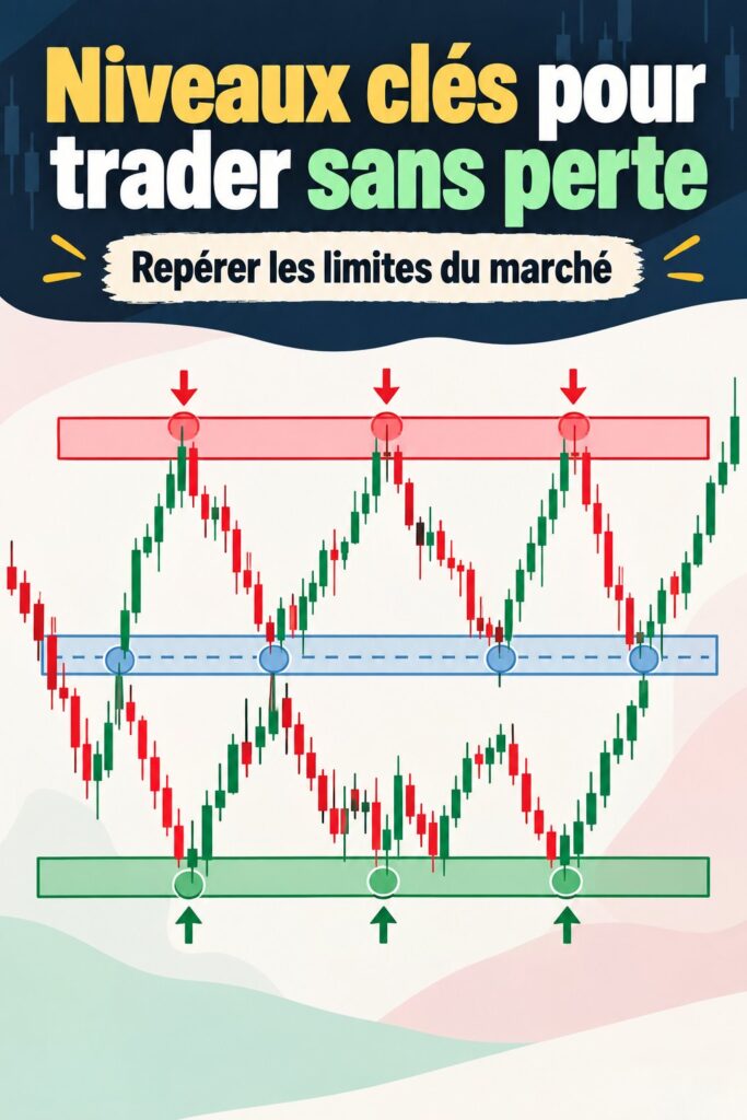Graphique illustrant les niveaux de support et de résistance en trading.