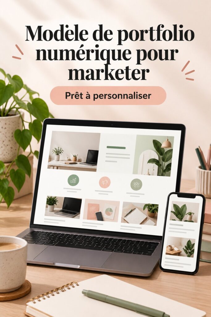 Un exemple de portfolio digital élégant utilisant Canva pour le marketing et la communication.