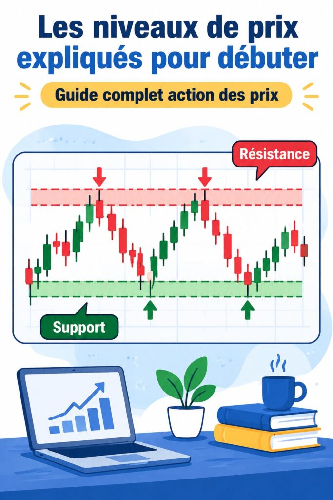 Graphique montrant des niveaux de support et de résistance en bourse.